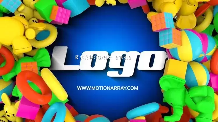 有趣创意的玩具LOGO标志AE模板视频下载(含音频)插图