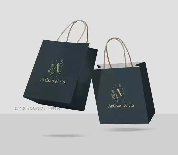 悬浮的礼品购物袋设计样机[psd]免费下载