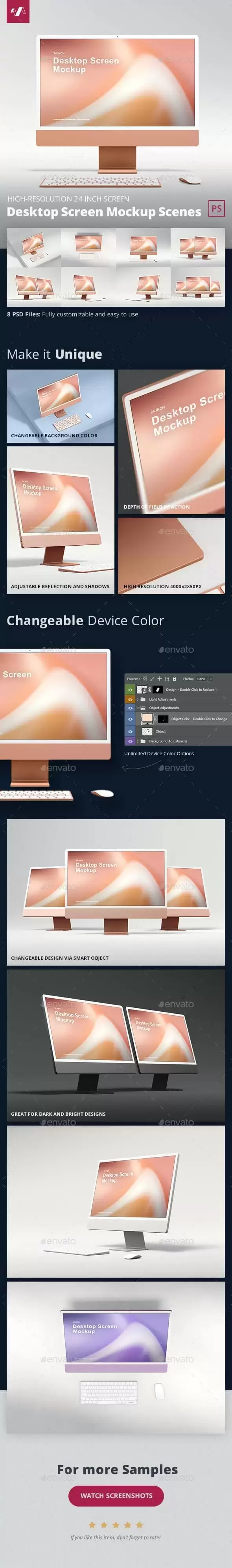 iMac电脑显示器屏幕样机场景 (psd)免费下载插图