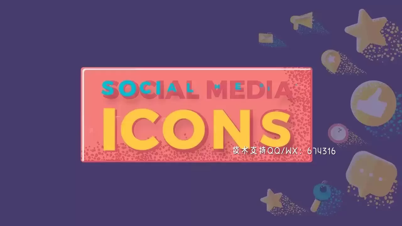 丰富多彩的社交媒体标志AE模板视频下载(含音频)插图
