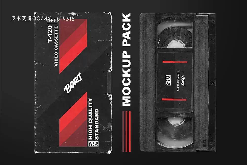 残旧VHS录像带/盒式磁带样机包 (psd)免费下载