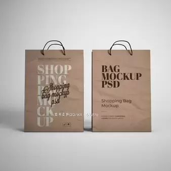 两个购物袋外观设计样机模板 [psd]免费下载