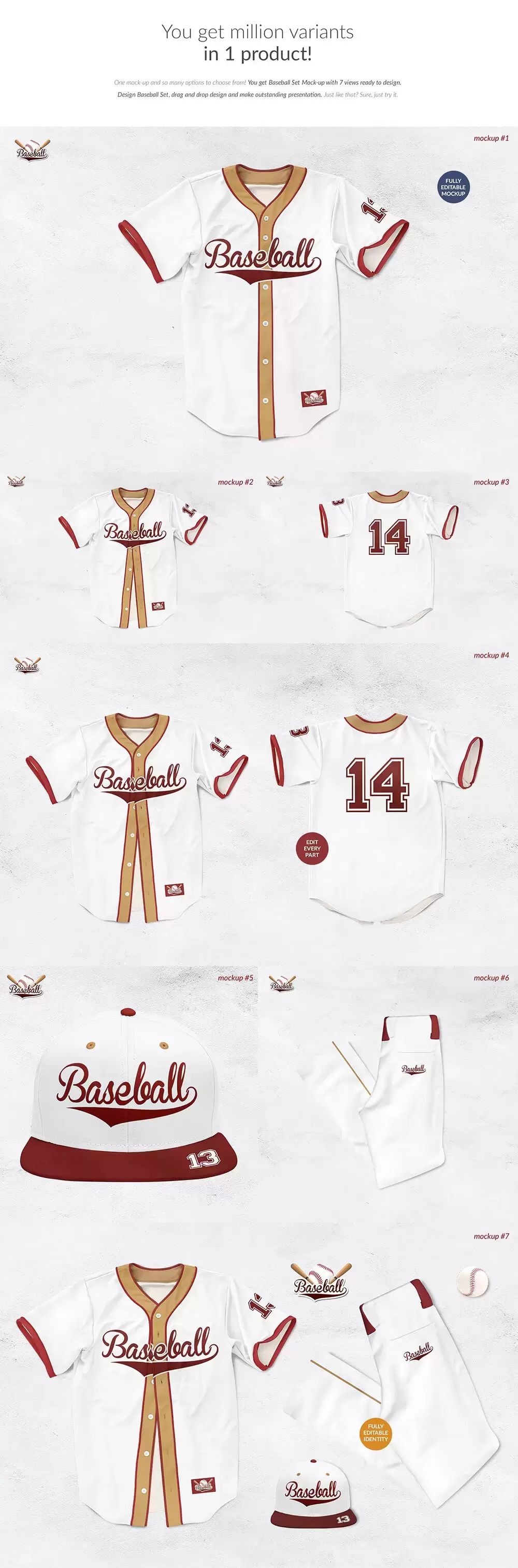 棒球服套装广告品牌设计样机 (psd)免费下载插图2