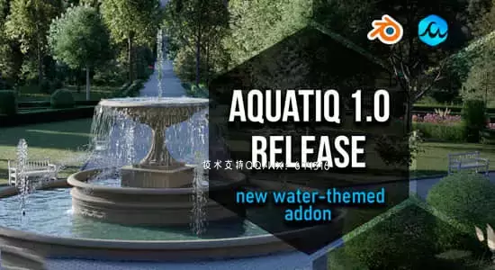 Blender插件-三维水流喷泉大海瀑布特效预设 Water Library Aquatiq 1.1.3插图