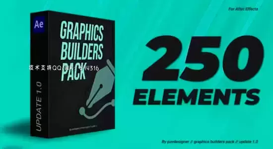 AE模板-250种现代时尚流行图形文字标题排版动画 Graphics builders Pack插图