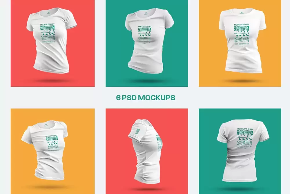 3D女式T恤服装图案设计样机 (psd)免费下载插图1