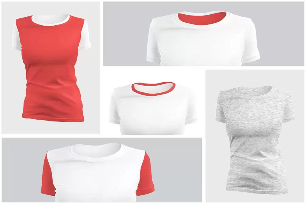 3D女式T恤服装图案设计样机 (psd)免费下载插图6