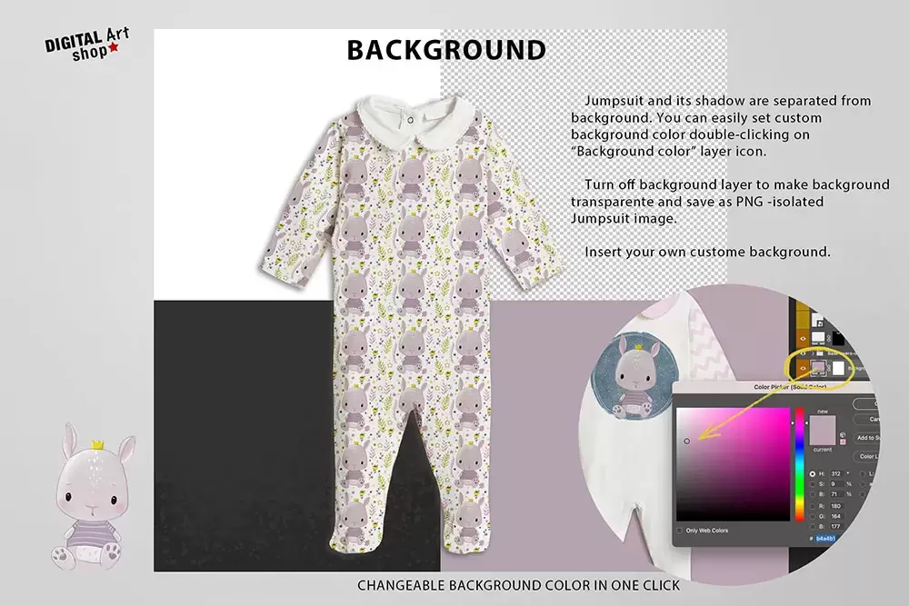 婴儿连身衣服装图案设计样机 (psd)免费下载插图3