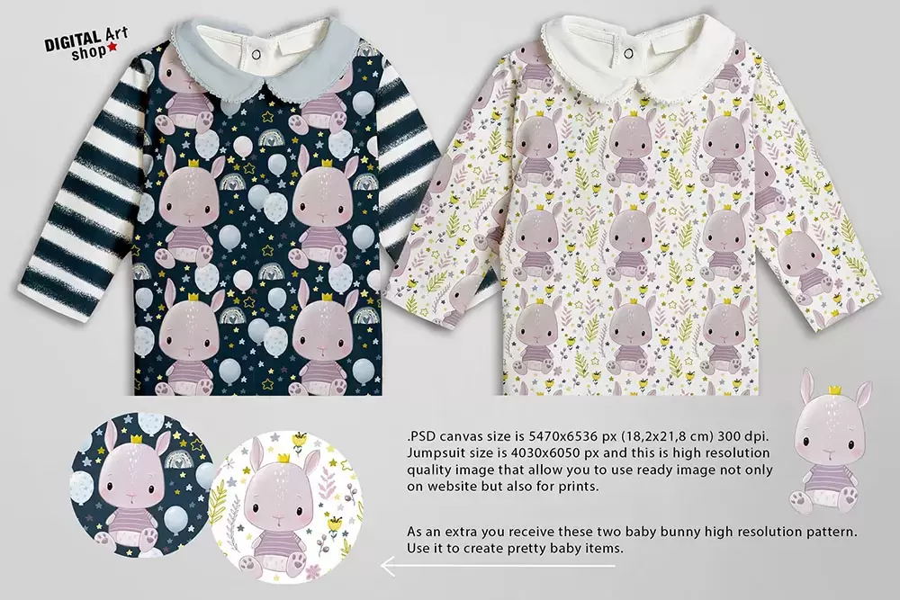 婴儿连身衣服装图案设计样机 (psd)免费下载插图2