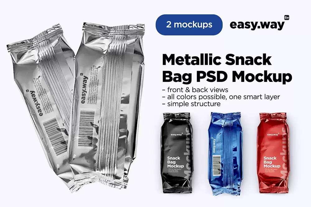小吃零食袋包装设计样机 (psd)免费下载插图