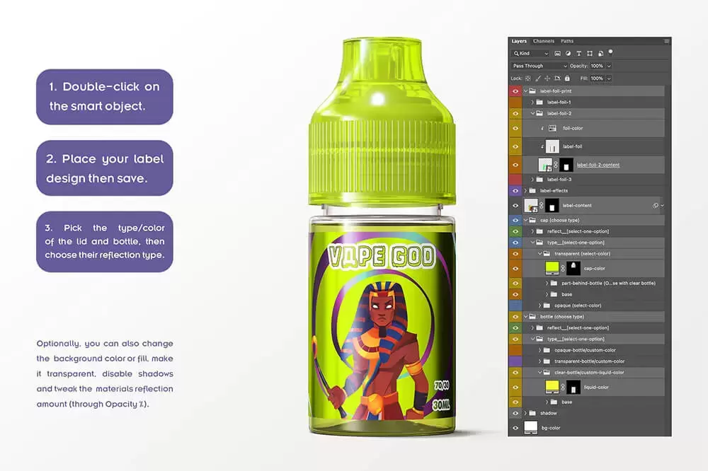 30ml电子烟油瓶外观包装设计样机 (psd)免费下载插图2