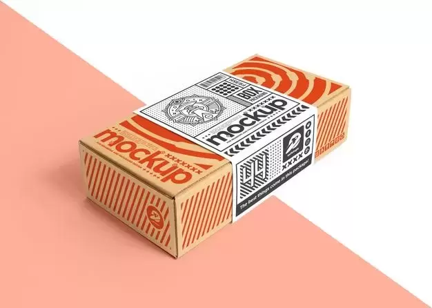 硬纸板纸盒包装标签设计样机[psd]免费下载插图
