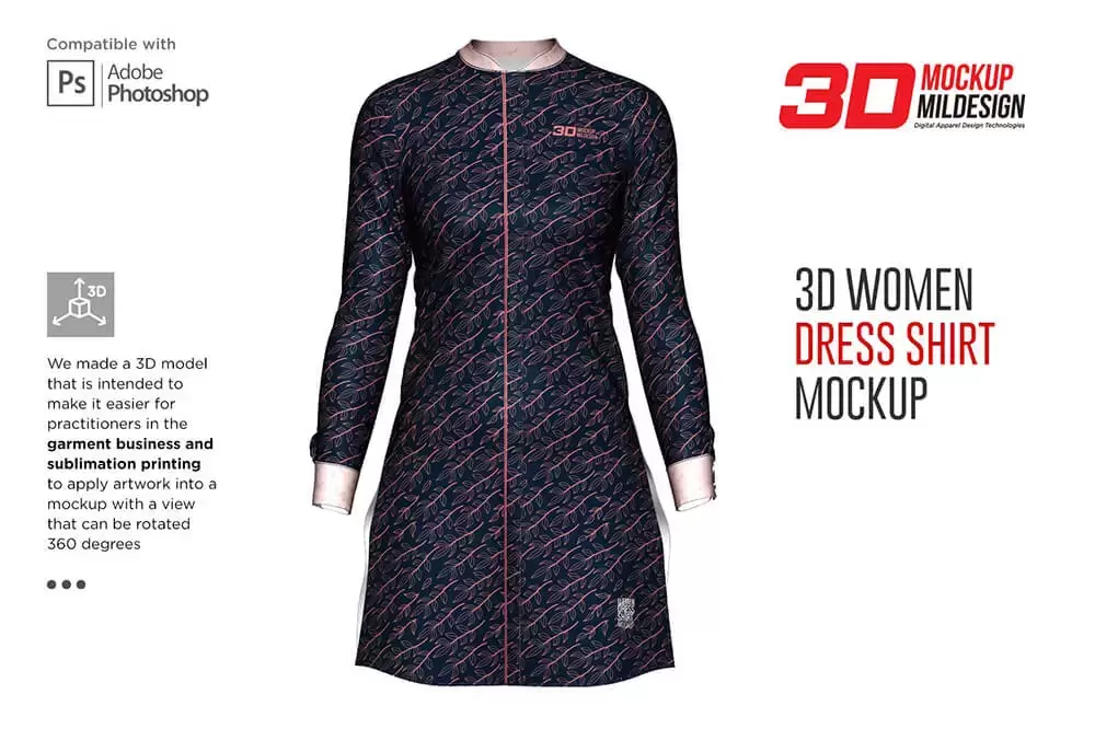 3D女士正装连衣裙服装样机 (psd)免费下载插图