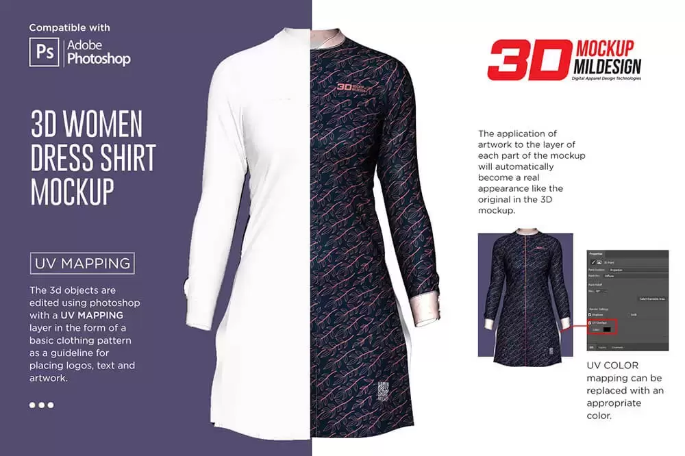 3D女士正装连衣裙服装样机 (psd)免费下载插图7