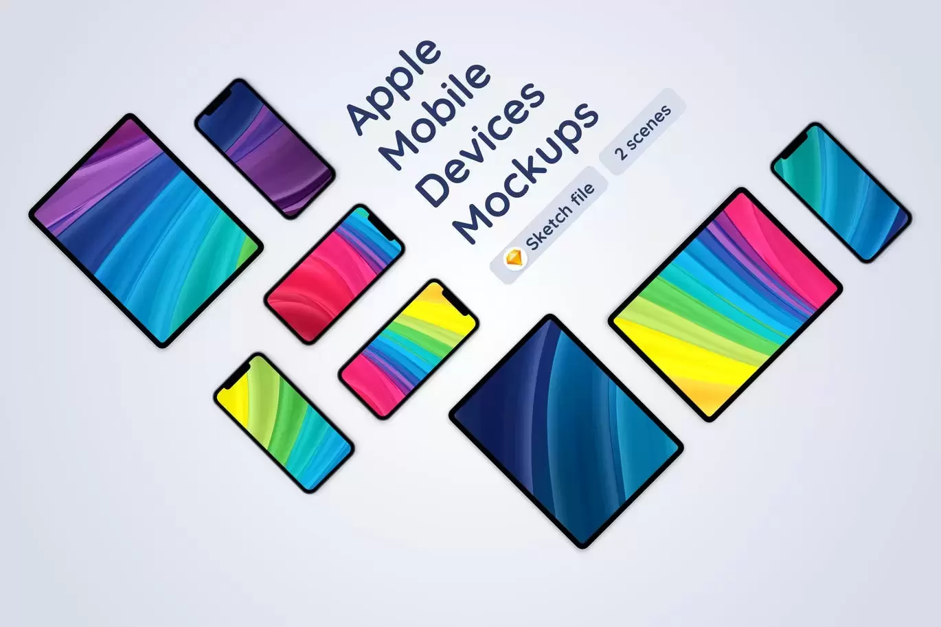 Apple iPads 和 iPhones 2 APP UI样机展示模型Mockups-sketch免费下载插图