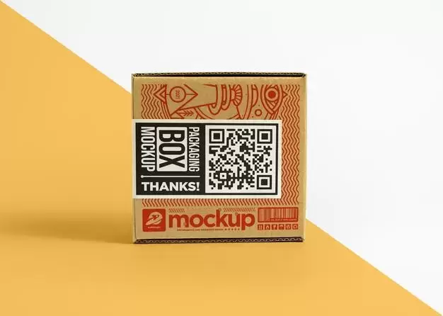 贴纸标签&硬纸盒包装设计正视图样机[psd]免费下载插图