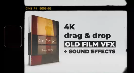 4K视频素材-70个复古老电影胶片遮罩灼烧闪烁颗粒叠加动画+音效 Vintage Film VFX+SFX插图