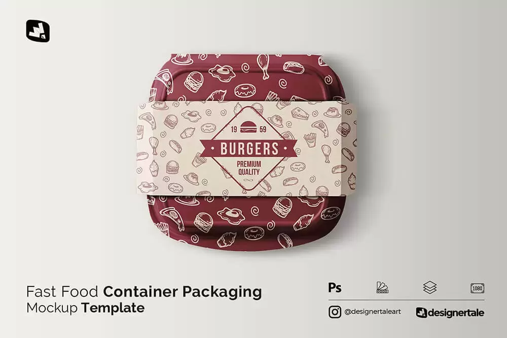 快餐食品容器包装设计样机 (psd)免费下载插图