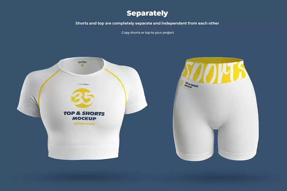 3D上衣和短裤运动服样机 (psd)免费下载插图3