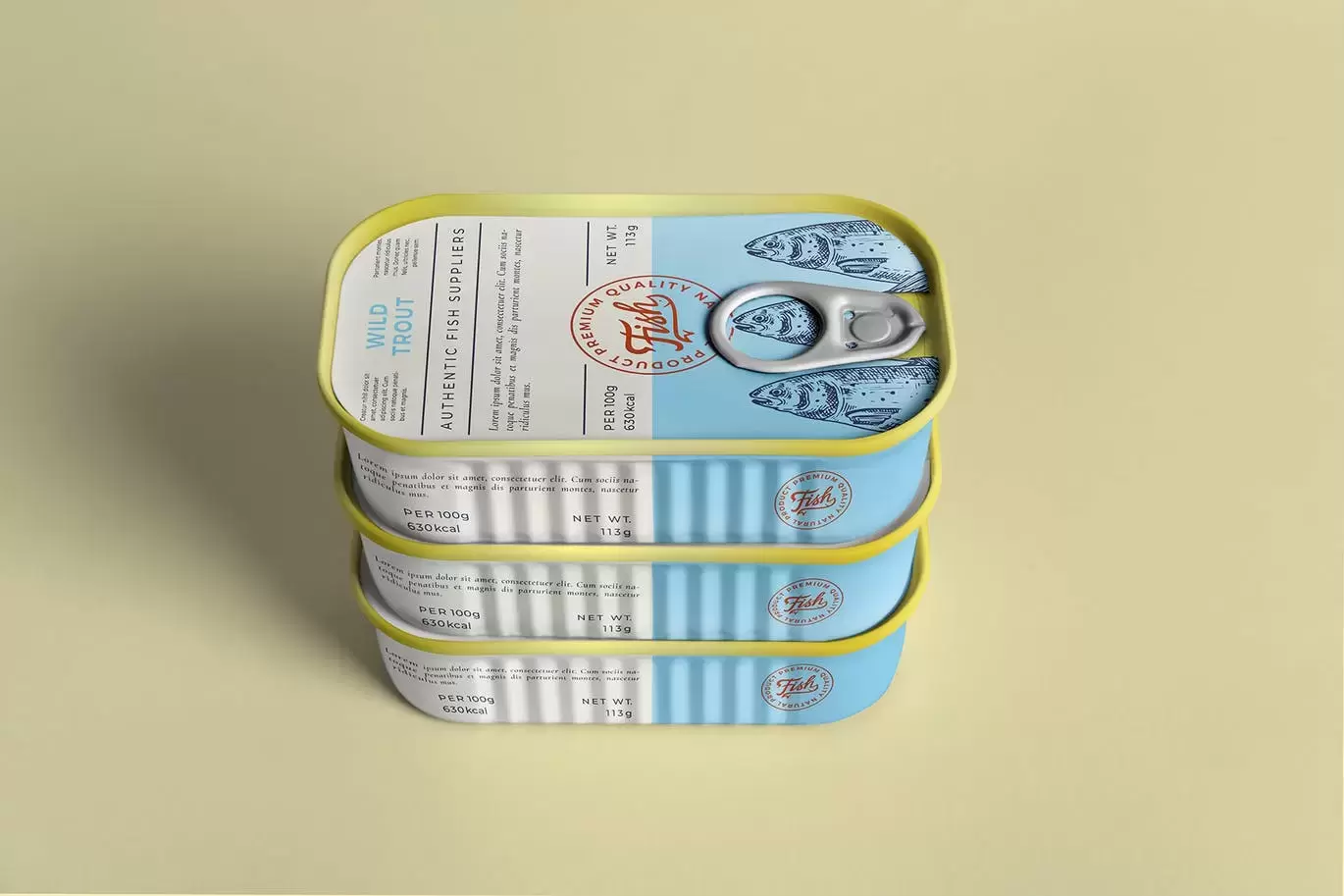 时尚高端清新简约多用途的沙丁鱼罐头包装设计VI样机展示模型mockups免费下载插图4