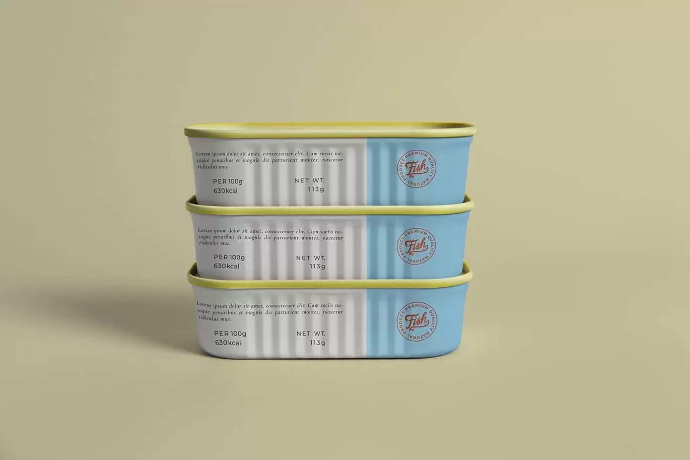时尚高端清新简约多用途的沙丁鱼罐头包装设计VI样机展示模型mockups免费下载插图2