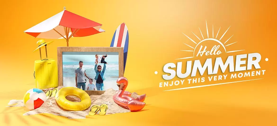 时尚清新高端多用途的夏季海滩相框渡假场景VI样机展示模型mockups免费下载插图3