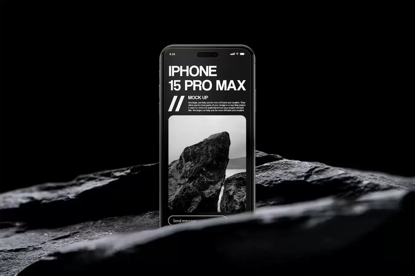 深色 Iphone 15 Pro Max 样机 (PSD)免费下载