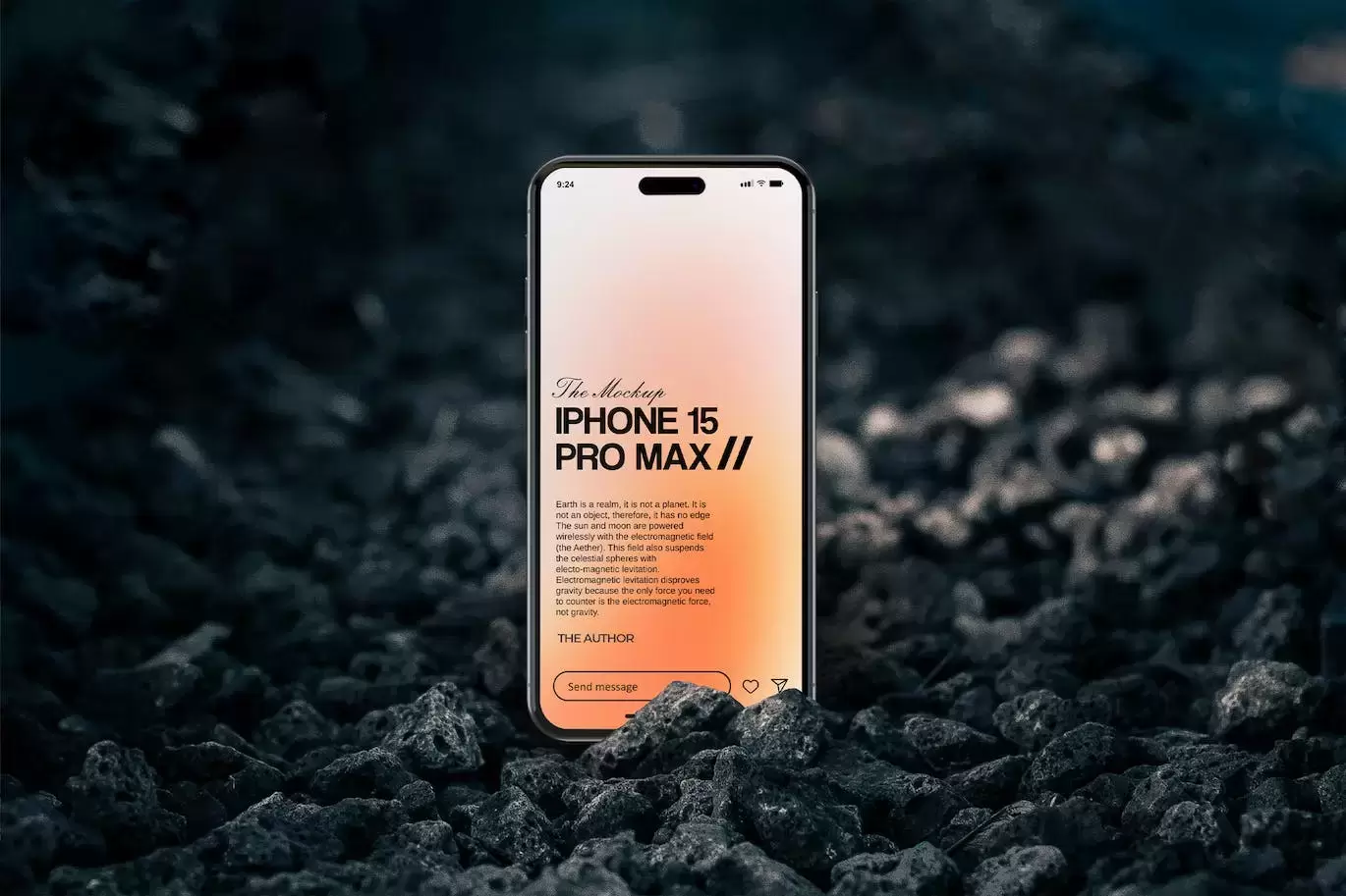 黑石样机中的 Iphone 15 Pro Max手机样机 (PSD)免费下载