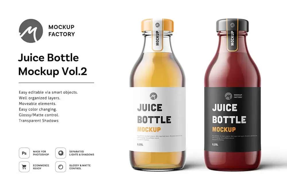 果汁瓶包装设计样机模板 (psd)免费下载插图