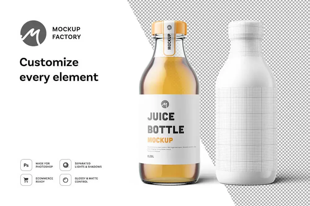 果汁瓶包装设计样机模板 (psd)免费下载插图2