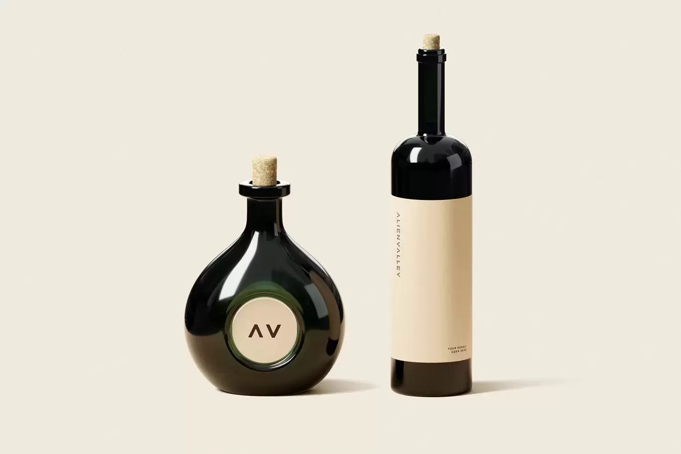 时尚高端专业的红酒葡萄酒洋酒酒瓶包装设计VI样机展示模型mockups免费下载插图