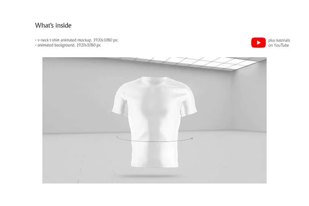 V领T恤动画服装展示样机 (psd)免费下载插图5