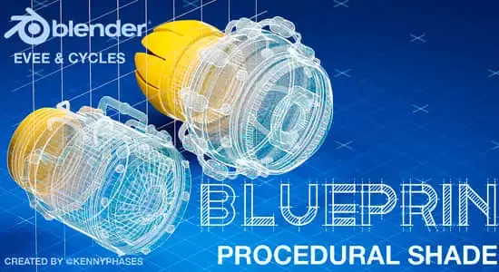Blender插件-蓝图设计图渲染工具 Blueprint Shader KennyPhases V2