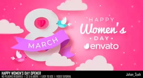 AE模板-三月八日妇女节快乐开场动画 Happy Women’s Day Opener