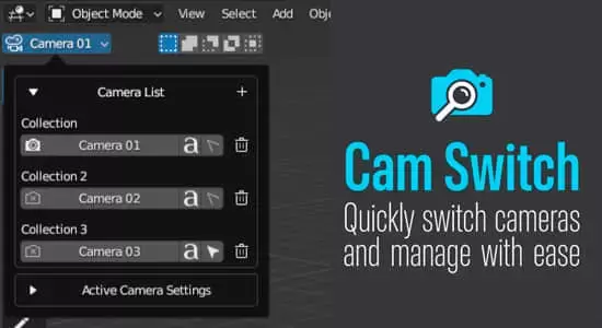 Blender插件-多个摄像机快速切换工具 Cam Switch V1.1