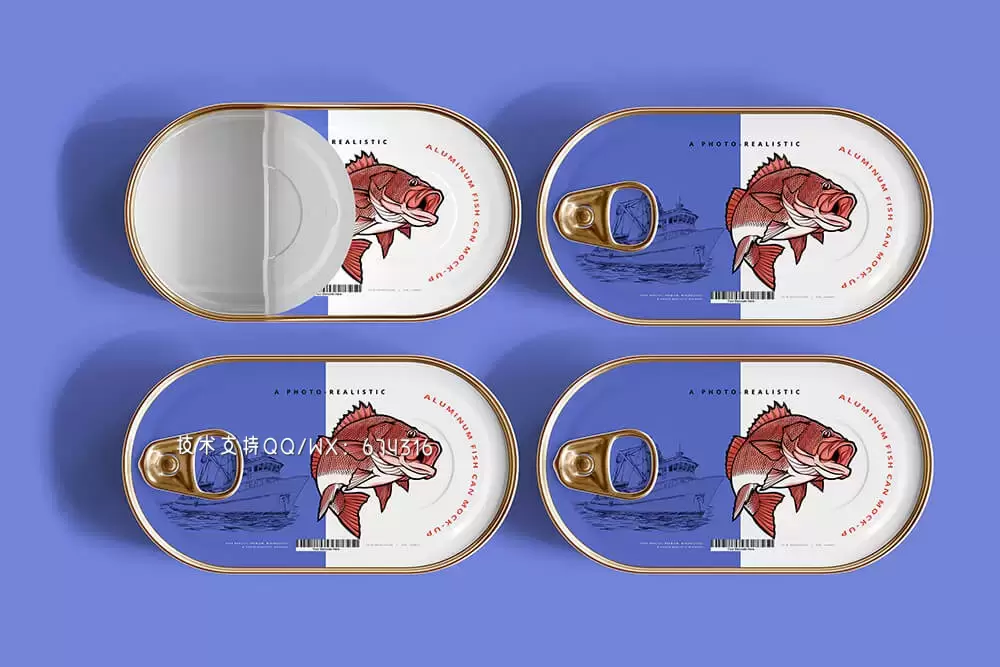 铝制沙丁鱼罐头包装设计样机 (psd)插图3
