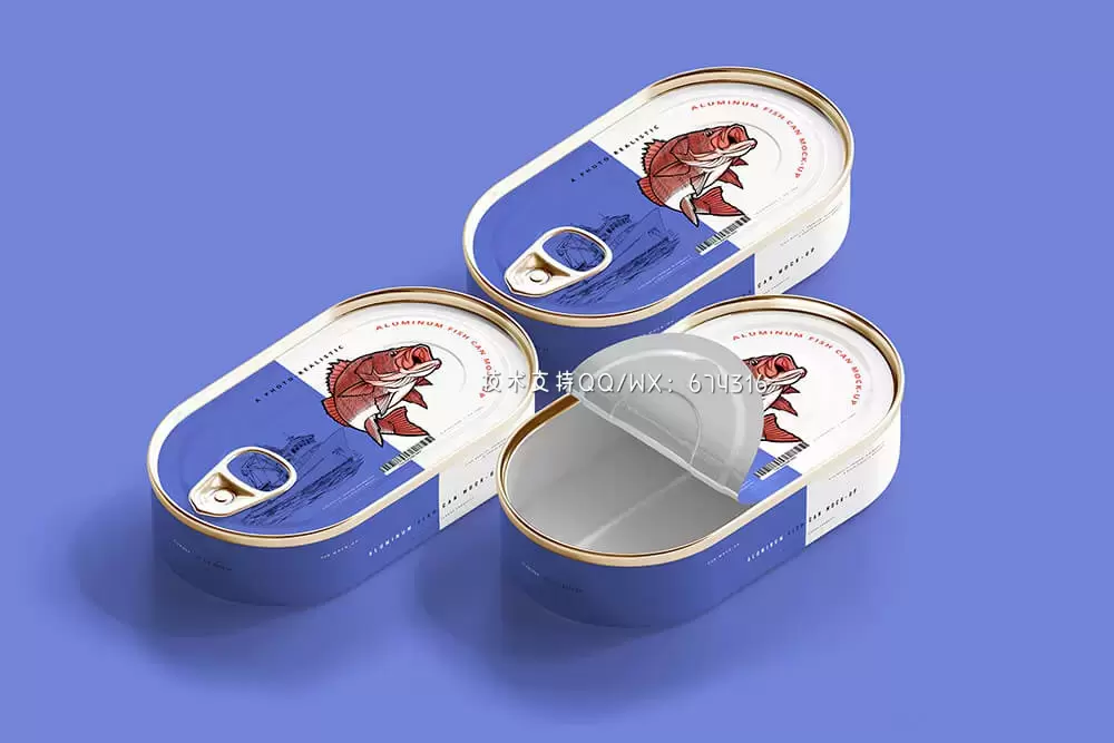 铝制沙丁鱼罐头包装设计样机 (psd)插图5