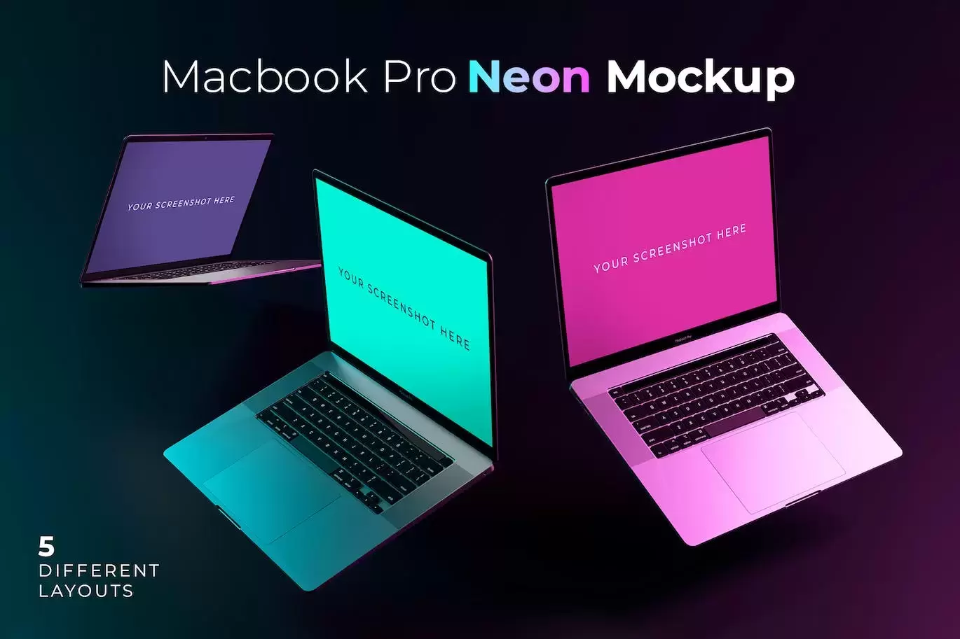 Macbook Pro 霓虹灯样机 (PSD)免费下载