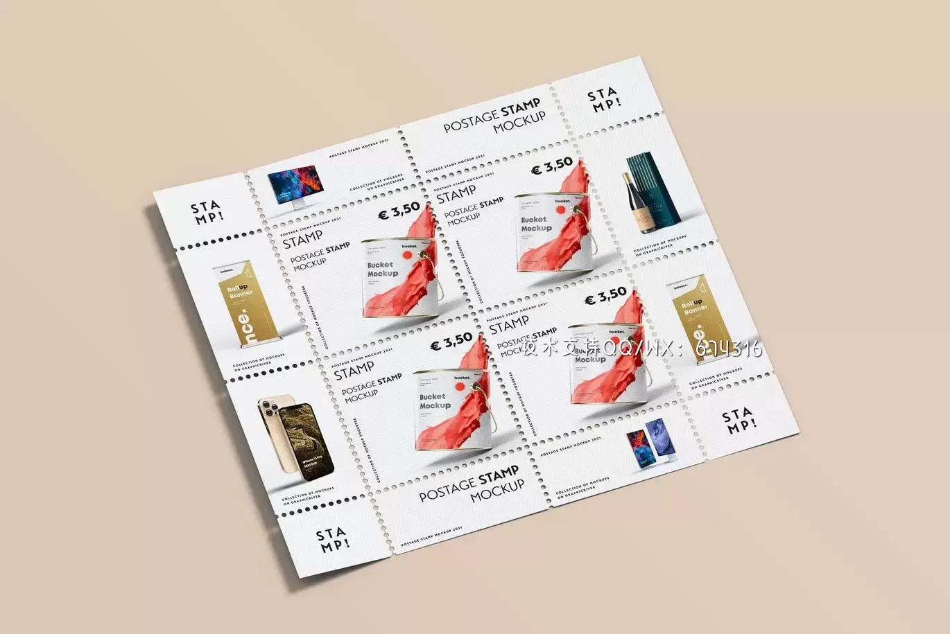 时尚高端专业的高品质邮票设计VI样机展示模型mockups免费下载插图12