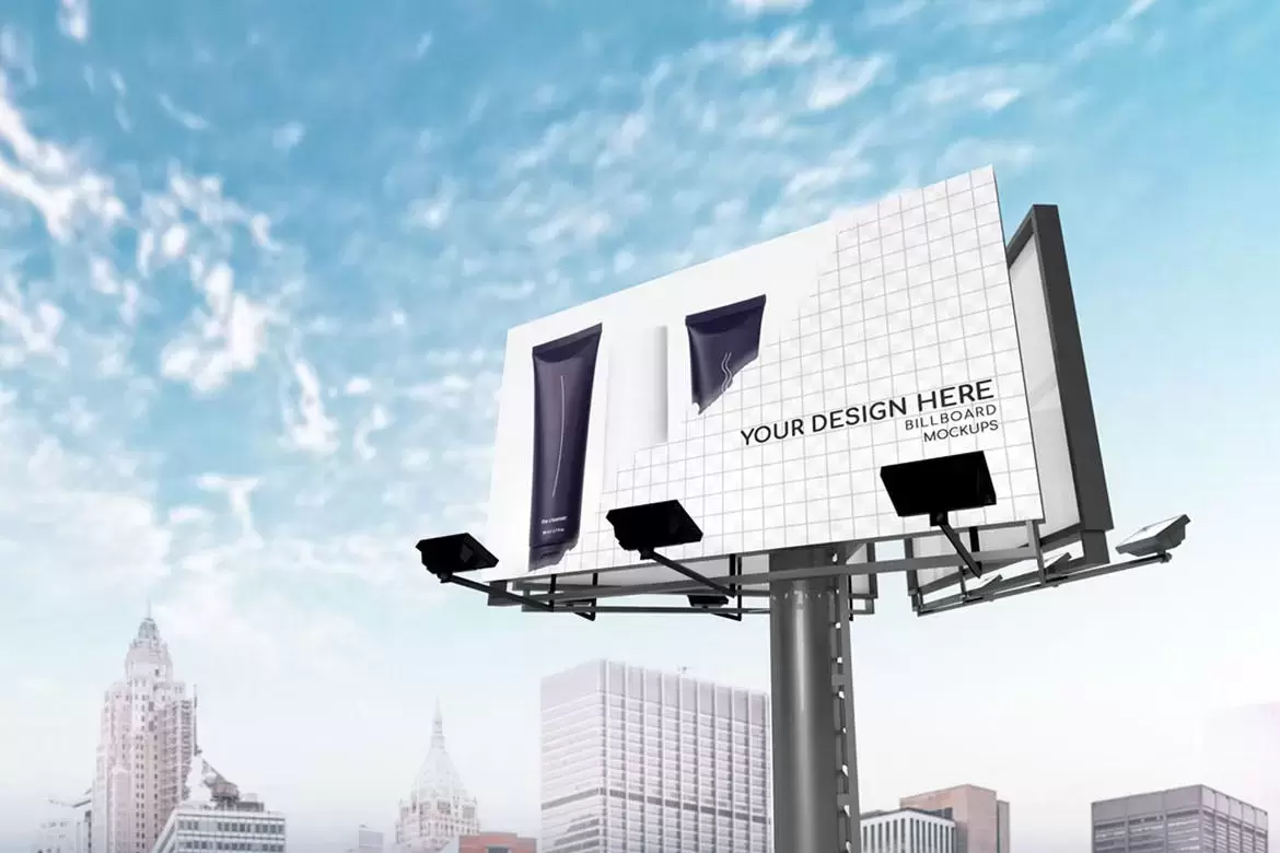 高速公路街道路边广告设计展示广告牌样机 (PSD,PDF)免费下载