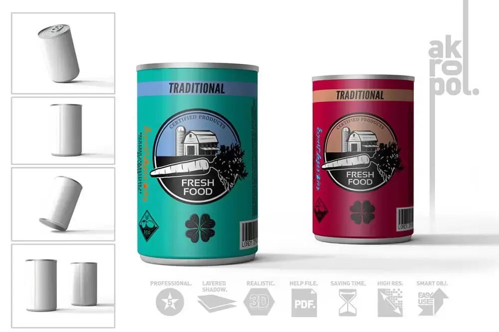 金属食品罐头包装设计样机模板 (psd)免费下载插图3
