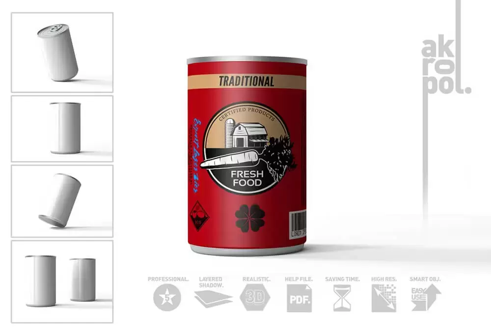 金属食品罐头包装设计样机模板 (psd)免费下载插图2