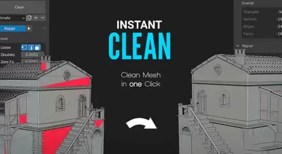 网格清理布线优化Blender插件 Instant Clean V2.0.5
