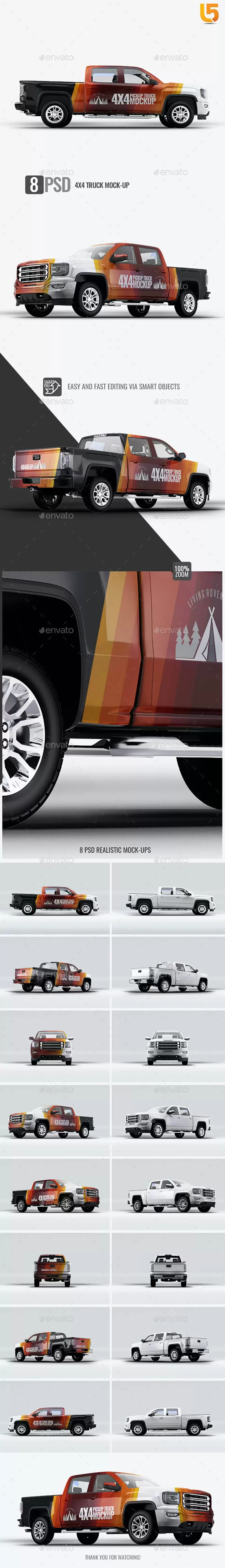 4X4皮卡汽车品牌广告设计样机 (psd)免费下载插图