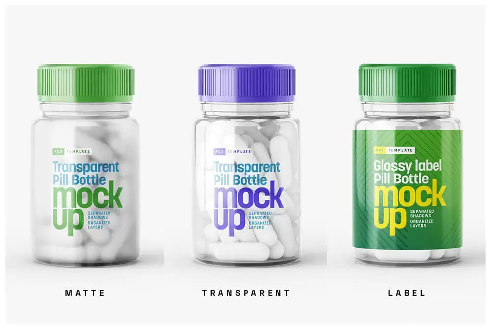 透明药瓶品牌包装设计样机集 (psd)免费下载插图2