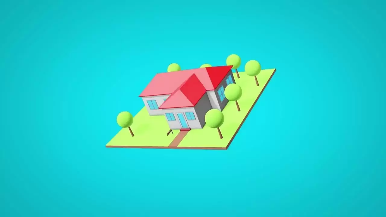 独特的3D房屋LOGO标志展示AE模板视频下载-附音频