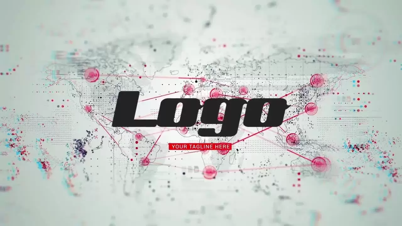 世界地图LOGO标志显示AE模板视频下载-附音频