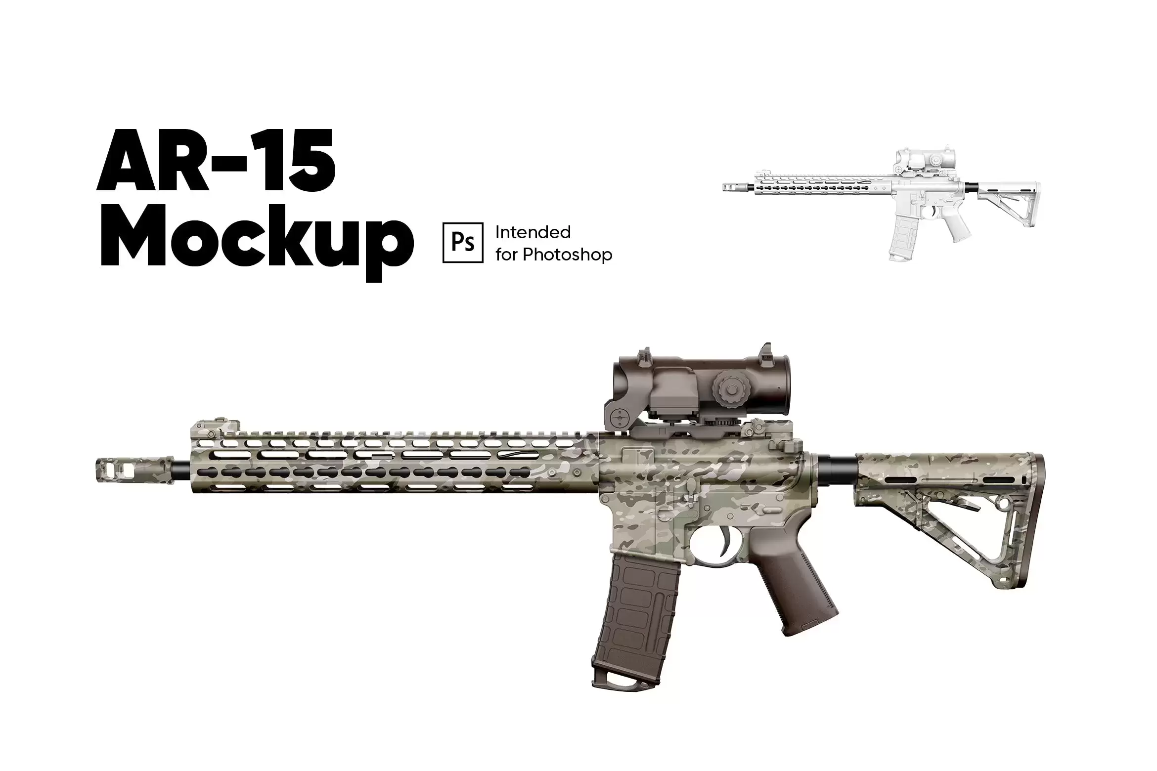 AR-15 枪支武器样机 (PSD)免费下载插图