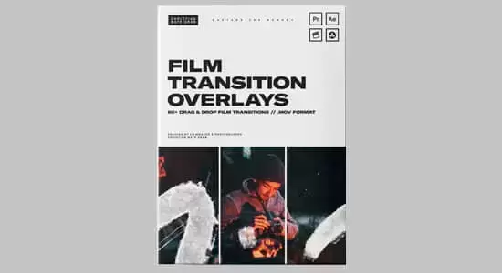 4K视频素材-61个电影胶片刮痕纹理闪烁转场叠加动画 Film Transition Overlays插图