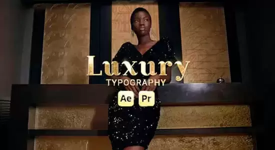 AE/PR模板-时尚奢华金色闪耀文字标题包装动画 Luxury Typography